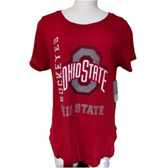 NEW Ohio State Buckeyes OSU Colosseum Red Wide Crew Neck Tee Shirt Women's M - Picture 1 of 7